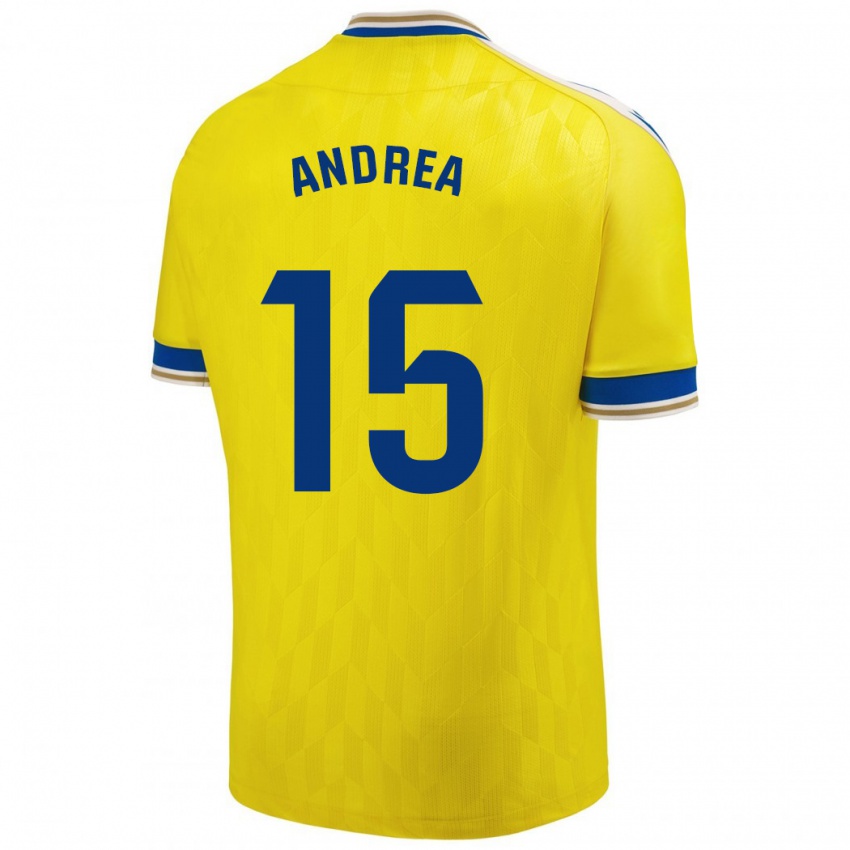 Hombre Camiseta Andrea Sánchez Moreno #15 Amarillo 1ª Equipación 2023/24 La Camisa