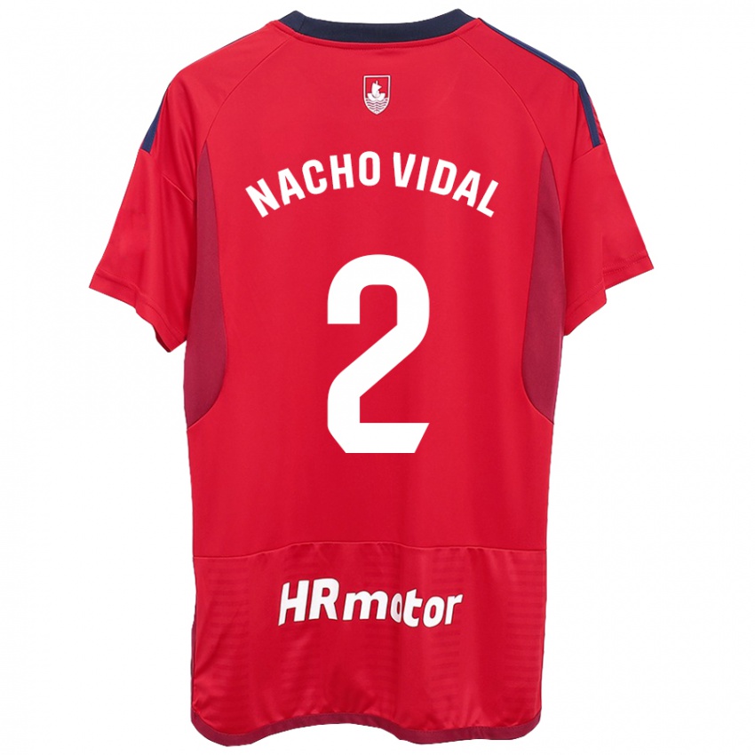 Hombre Camiseta Nacho Vidal #2 Rojo 1ª Equipación 2023/24 La Camisa