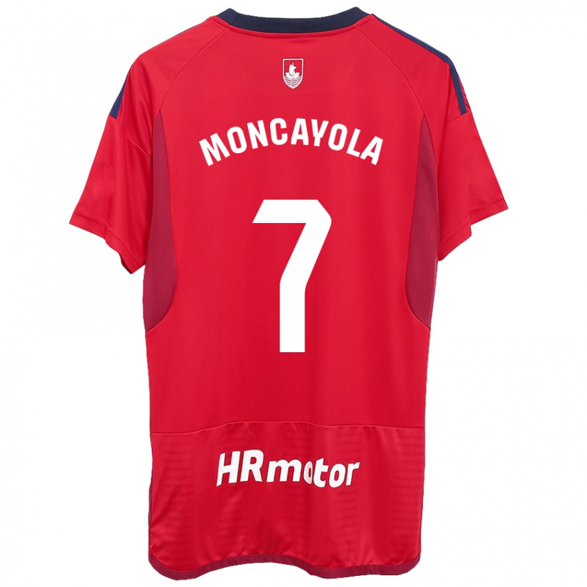 Hombre Camiseta Jon Moncayola #7 Rojo 1ª Equipación 2023/24 La Camisa