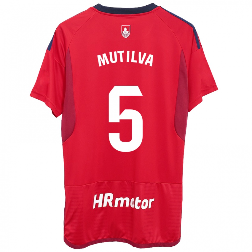 Hombre Camiseta Christian Mutilva #5 Rojo 1ª Equipación 2023/24 La Camisa