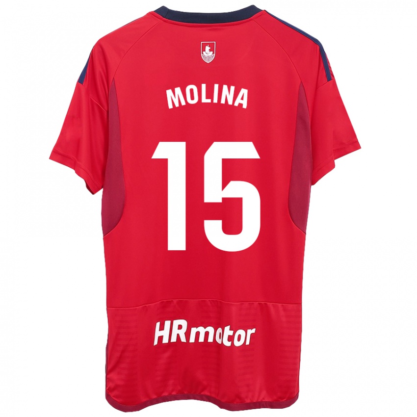 Hombre Camiseta Guillem Molina #15 Rojo 1ª Equipación 2023/24 La Camisa