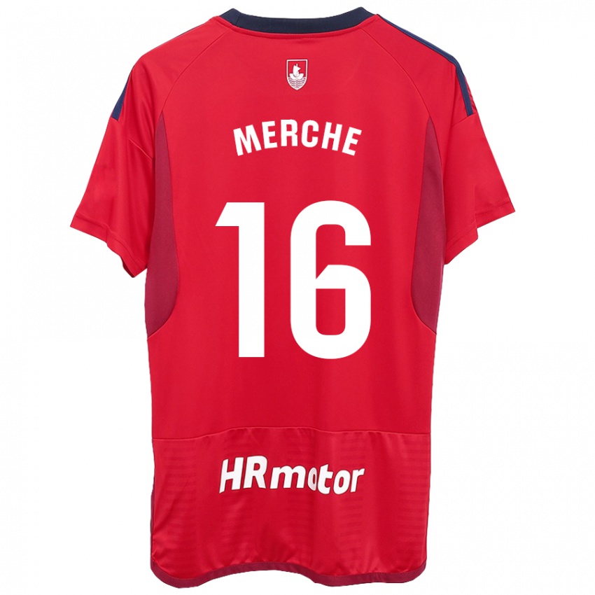 Hombre Camiseta Merche Izal García #16 Rojo 1ª Equipación 2023/24 La Camisa