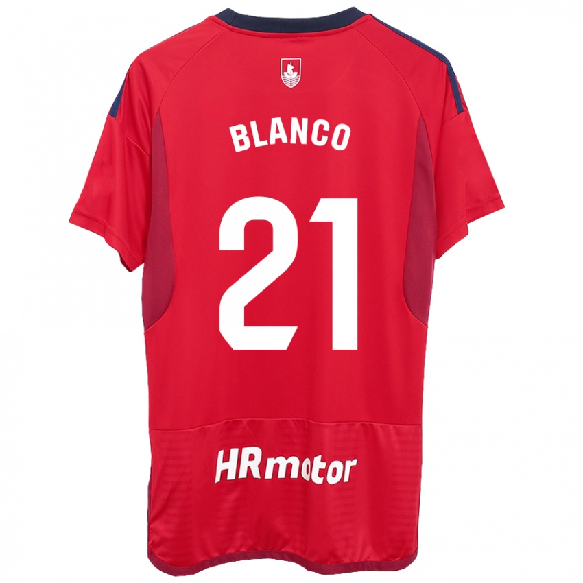 Hombre Camiseta Alexia Blanco Llacuno #21 Rojo 1ª Equipación 2023/24 La Camisa