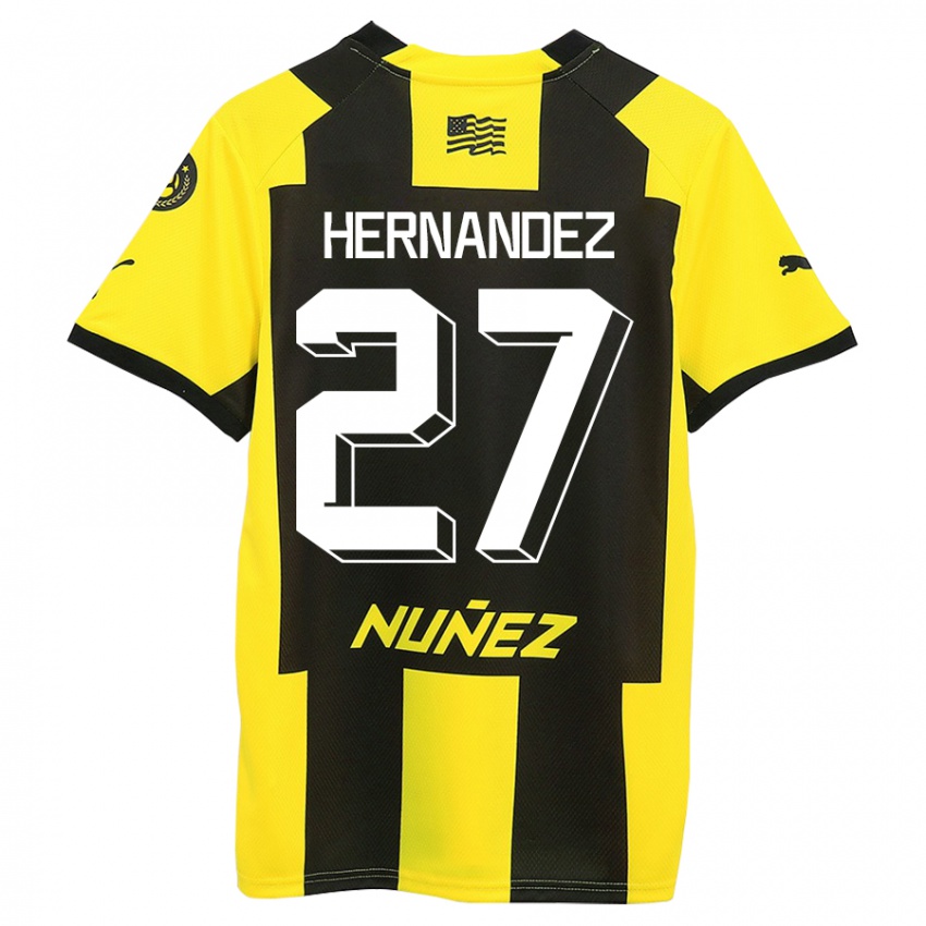 Hombre Camiseta Lucas Hernández #27 Amarillo Negro 1ª Equipación 2023/24 La Camisa