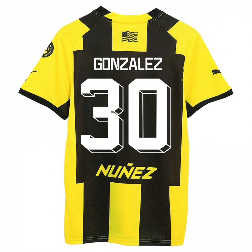 Hombre Camiseta Ángel González #30 Amarillo Negro 1ª Equipación 2023/24 La Camisa