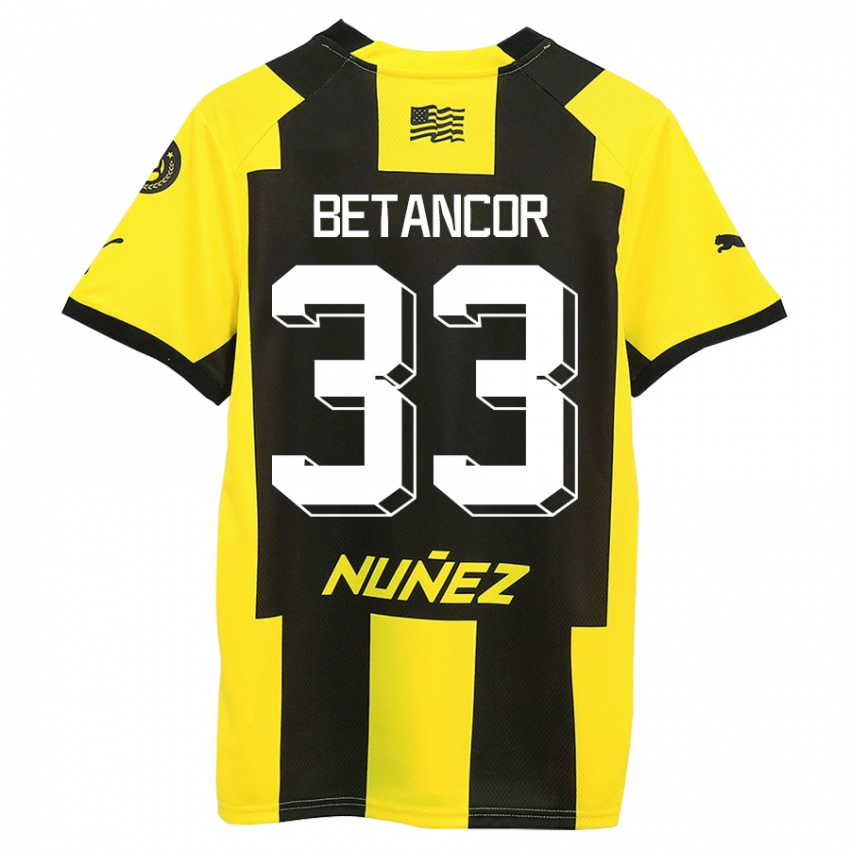 Hombre Camiseta Bruno Betancor #33 Amarillo Negro 1ª Equipación 2023/24 La Camisa