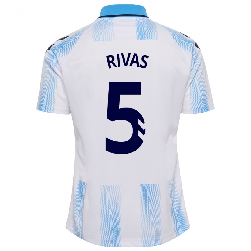 Hombre Camiseta Juande Rivas #5 Blanco Azul 1ª Equipación 2023/24 La Camisa