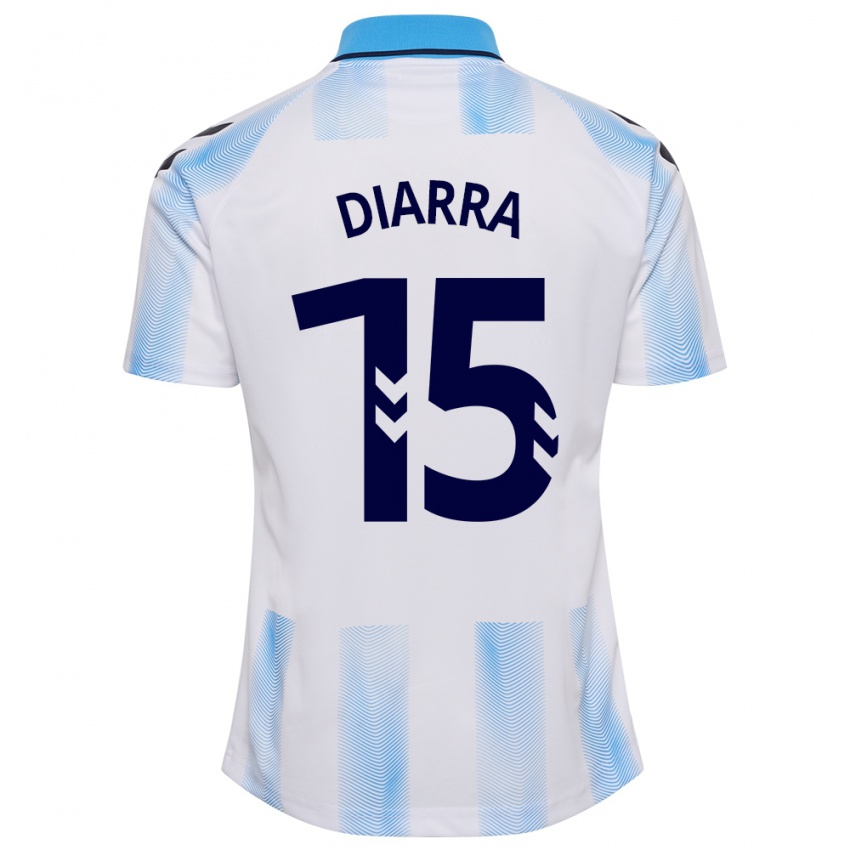 Hombre Camiseta Moussa Diarra #15 Blanco Azul 1ª Equipación 2023/24 La Camisa
