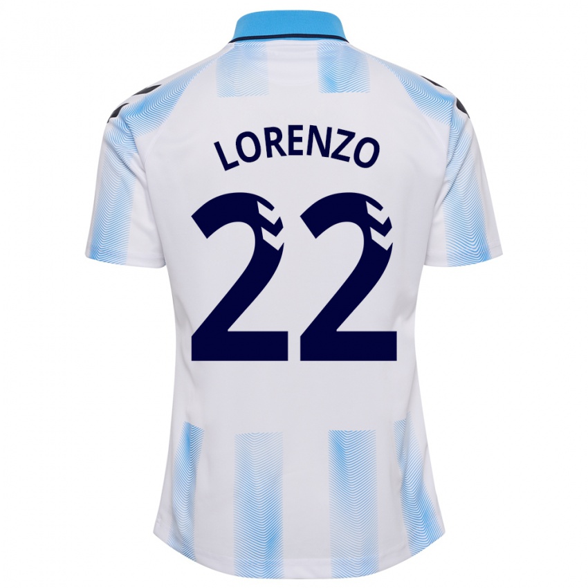 Hombre Camiseta Dani Lorenzo #22 Blanco Azul 1ª Equipación 2023/24 La Camisa