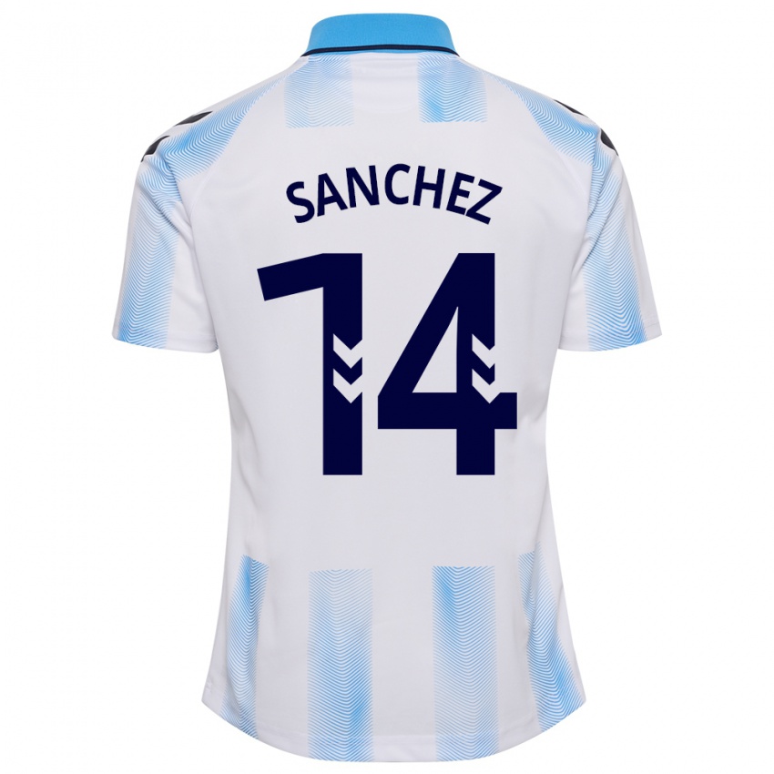 Hombre Camiseta Rubén Sánchez #14 Blanco Azul 1ª Equipación 2023/24 La Camisa