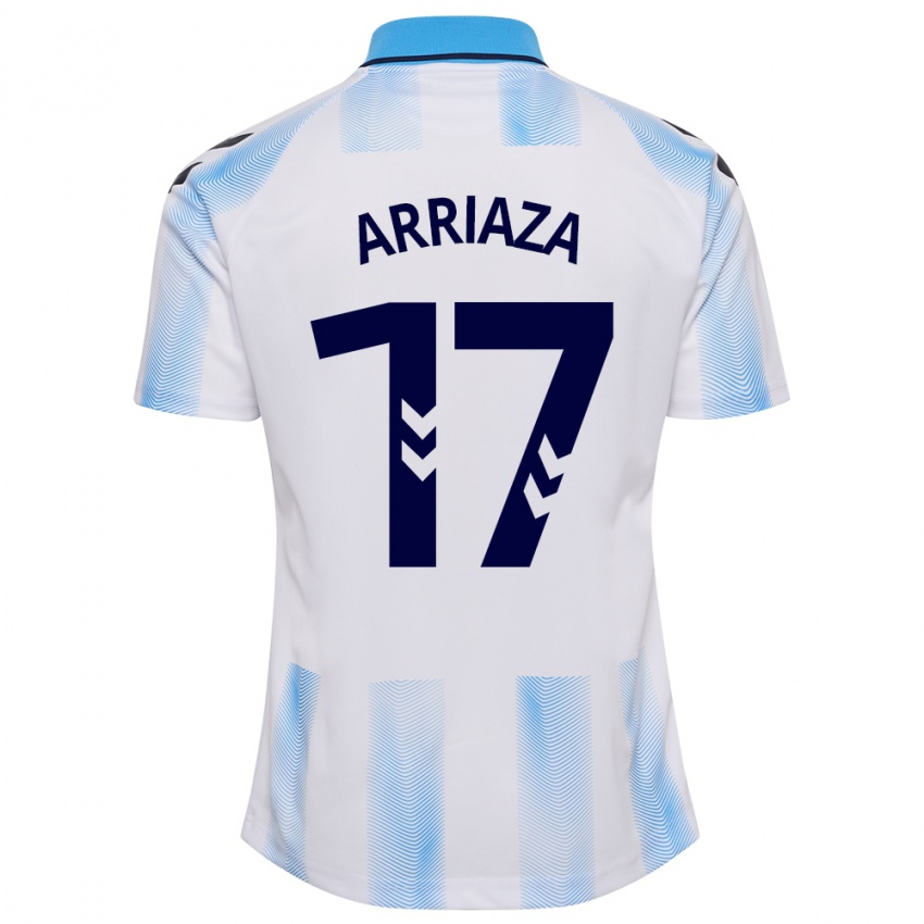 Hombre Camiseta Pablo Arriaza #17 Blanco Azul 1ª Equipación 2023/24 La Camisa