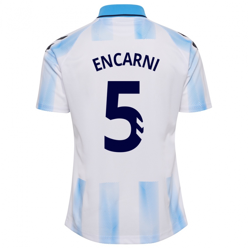 Hombre Camiseta Encarni #5 Blanco Azul 1ª Equipación 2023/24 La Camisa