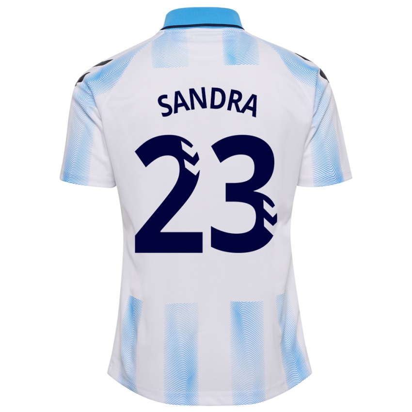 Hombre Camiseta Sandra #23 Blanco Azul 1ª Equipación 2023/24 La Camisa