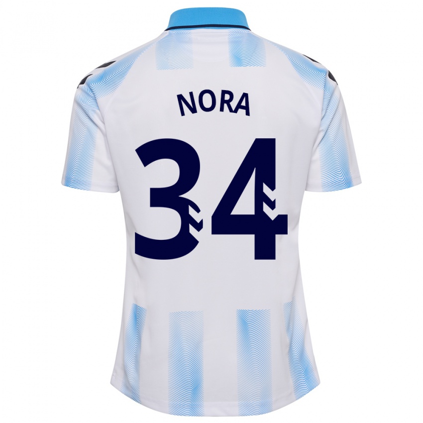 Hombre Camiseta Nora #34 Blanco Azul 1ª Equipación 2023/24 La Camisa