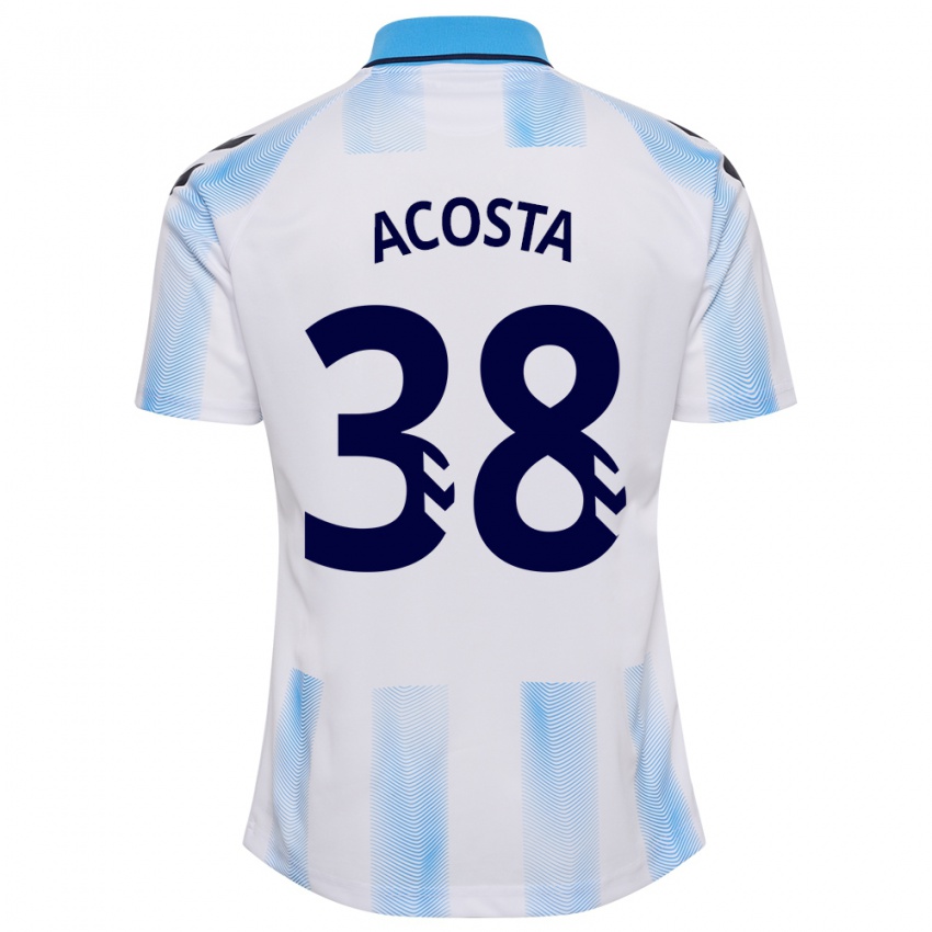 Hombre Camiseta Judith Acosta #38 Blanco Azul 1ª Equipación 2023/24 La Camisa