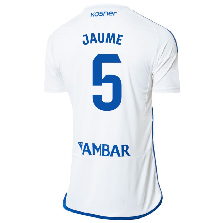 Hombre Camiseta Jaume Grau #5 Blanco 1ª Equipación 2023/24 La Camisa