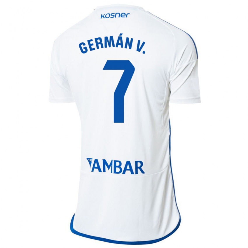 Hombre Camiseta German Valera #7 Blanco 1ª Equipación 2023/24 La Camisa