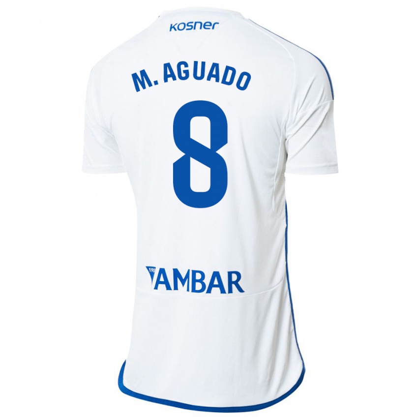 Hombre Camiseta Marc Aguado #8 Blanco 1ª Equipación 2023/24 La Camisa