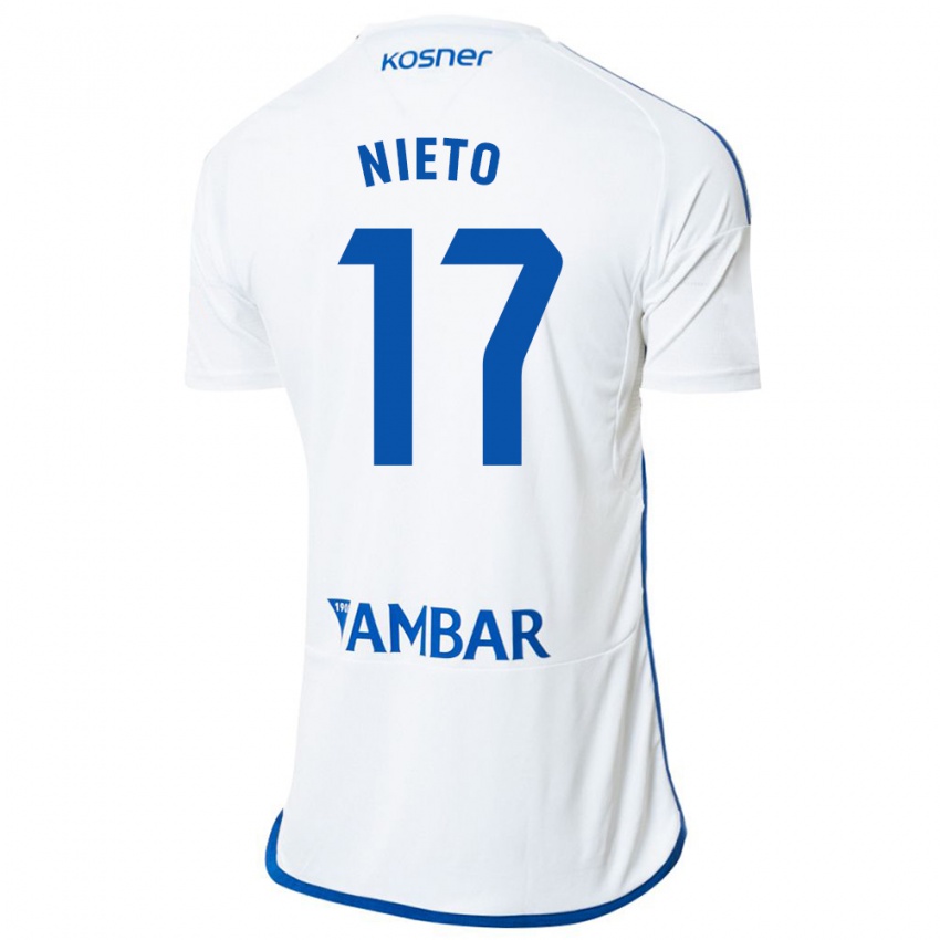 Hombre Camiseta Carlos Nieto #17 Blanco 1ª Equipación 2023/24 La Camisa