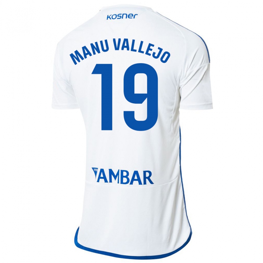 Hombre Camiseta Manu Vallejo #19 Blanco 1ª Equipación 2023/24 La Camisa