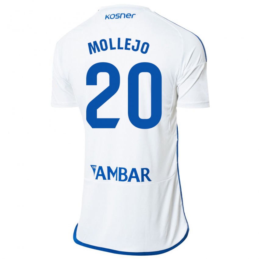 Hombre Camiseta Victor Mollejo #20 Blanco 1ª Equipación 2023/24 La Camisa