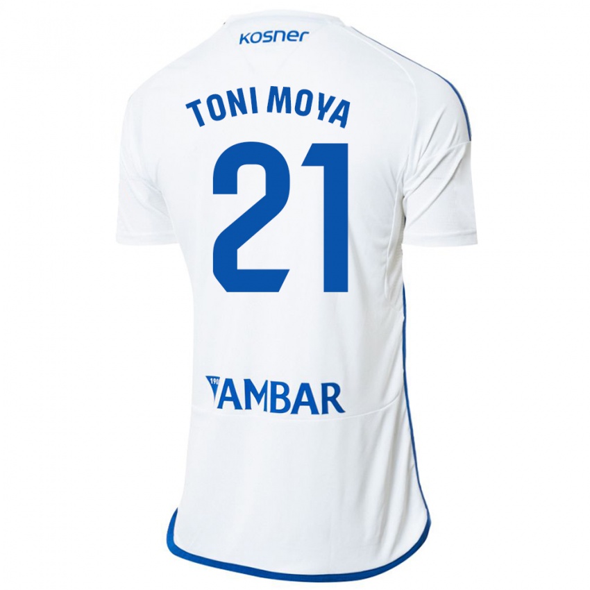 Hombre Camiseta Toni Moya #21 Blanco 1ª Equipación 2023/24 La Camisa