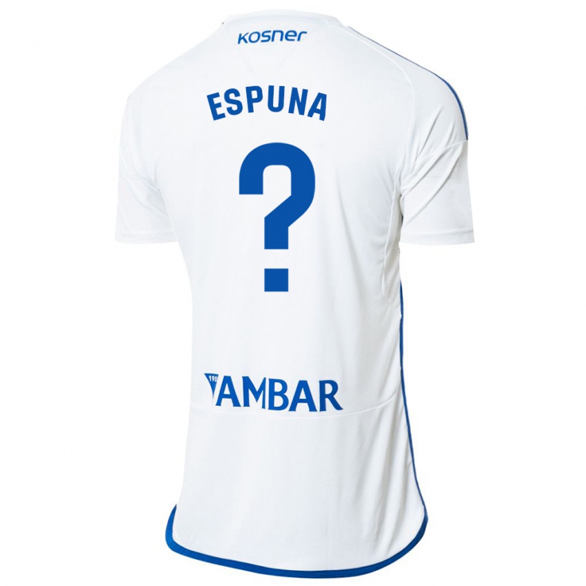 Hombre Camiseta Nico Espuña #0 Blanco 1ª Equipación 2023/24 La Camisa