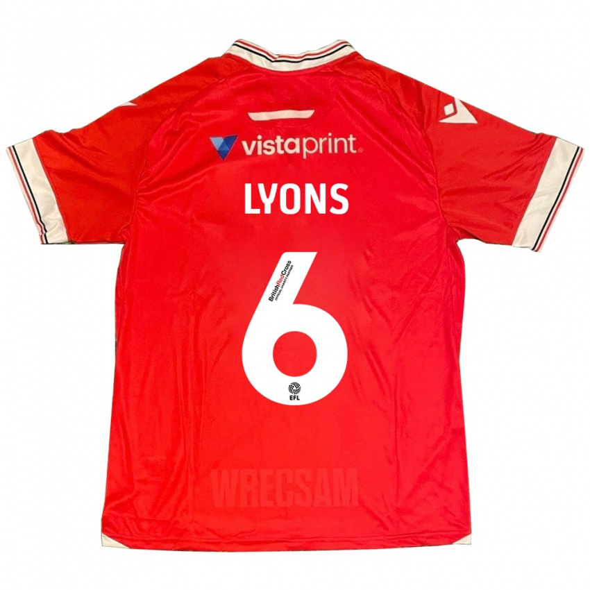Hombre Camiseta Lauryn Lyons #6 Rojo 1ª Equipación 2023/24 La Camisa