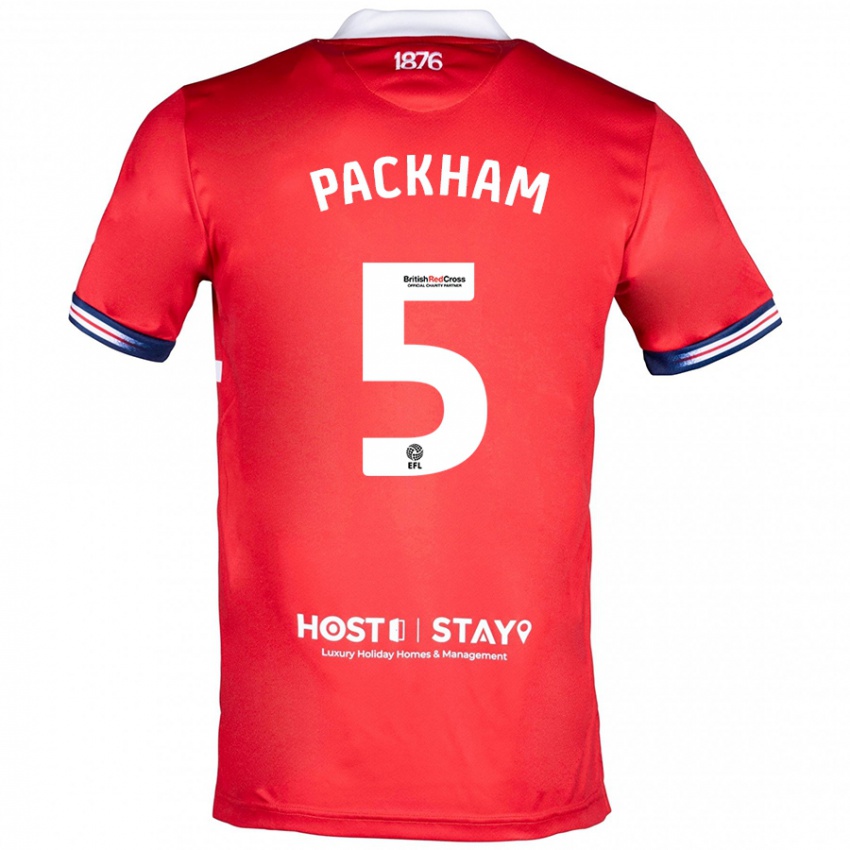 Hombre Camiseta Ellen Packham #5 Rojo 1ª Equipación 2023/24 La Camisa