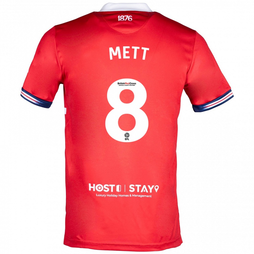 Hombre Camiseta Jessica Mett #8 Rojo 1ª Equipación 2023/24 La Camisa