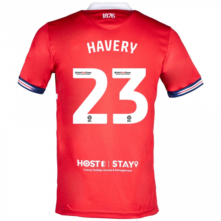 Hombre Camiseta Nicole Havery #23 Rojo 1ª Equipación 2023/24 La Camisa