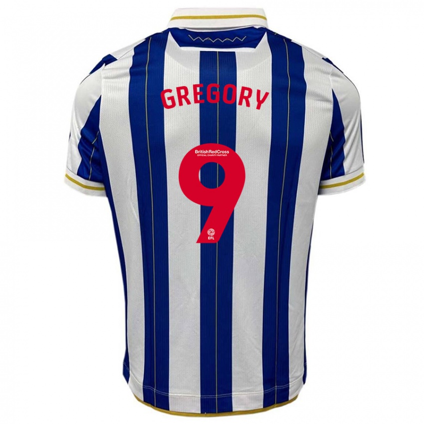 Hombre Camiseta Lee Gregory #9 Azul Blanco 1ª Equipación 2023/24 La Camisa