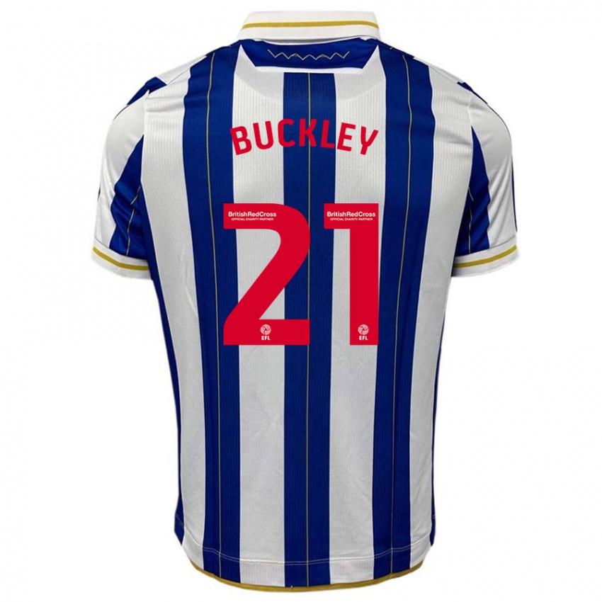 Hombre Camiseta John Buckley #21 Azul Blanco 1ª Equipación 2023/24 La Camisa