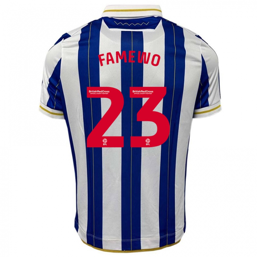Hombre Camiseta Akin Famewo #23 Azul Blanco 1ª Equipación 2023/24 La Camisa