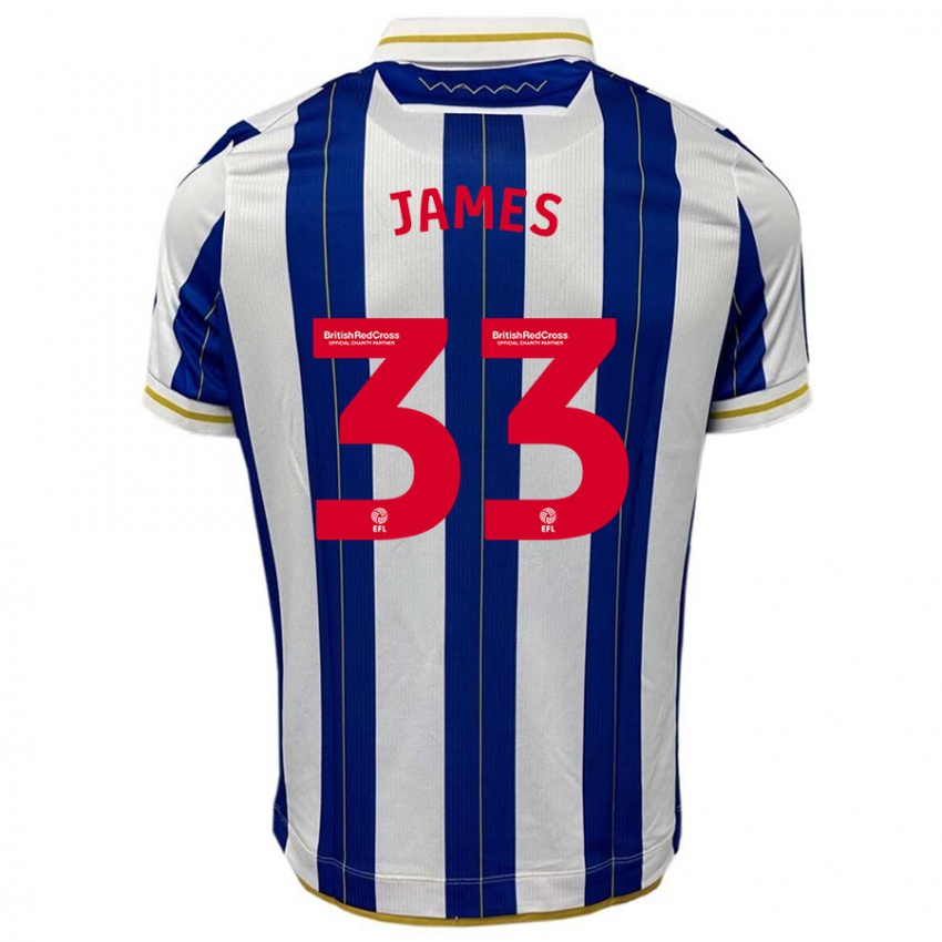 Hombre Camiseta Reece James #33 Azul Blanco 1ª Equipación 2023/24 La Camisa