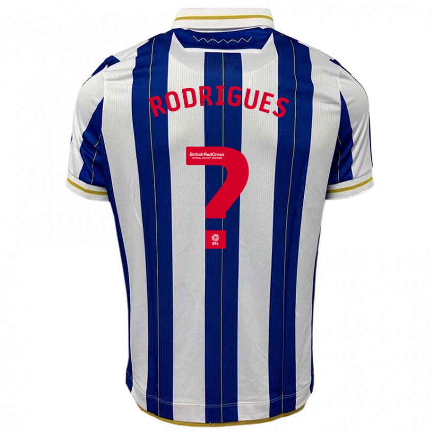 Hombre Camiseta Carlos Rodrigues #0 Azul Blanco 1ª Equipación 2023/24 La Camisa