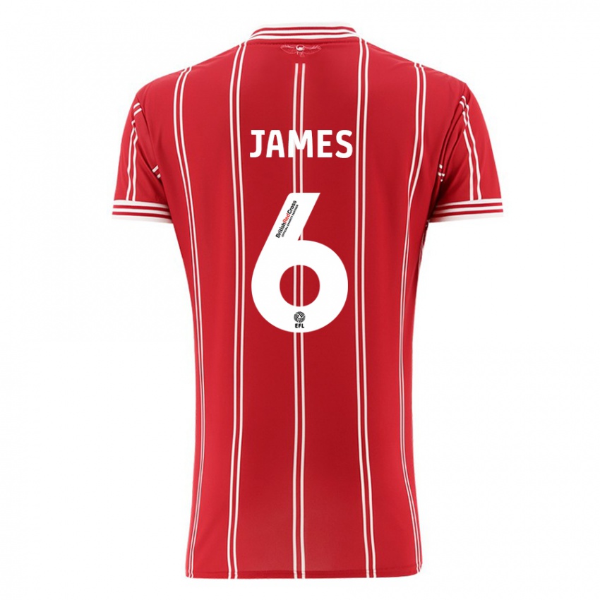 Hombre Camiseta Matty James #6 Rojo 1ª Equipación 2023/24 La Camisa