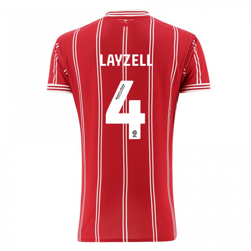 Hombre Camiseta Naomi Layzell #4 Rojo 1ª Equipación 2023/24 La Camisa