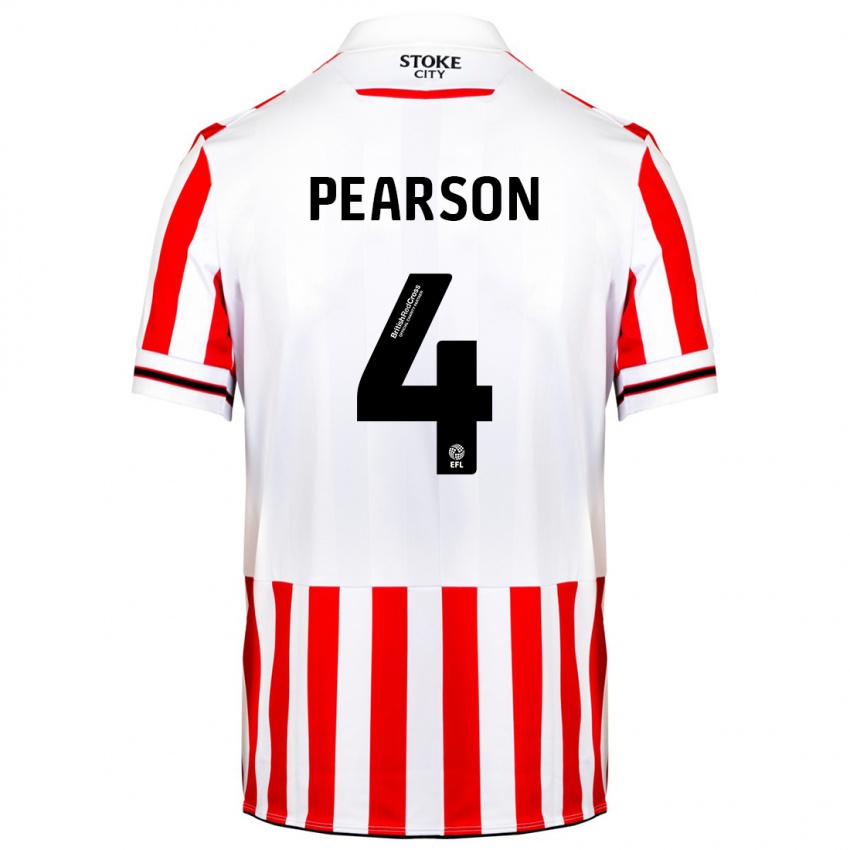 Hombre Camiseta Ben Pearson #4 Rojo Blanco 1ª Equipación 2023/24 La Camisa