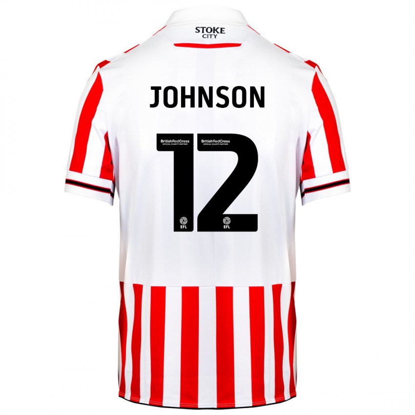 Hombre Camiseta Daniel Johnson #12 Rojo Blanco 1ª Equipación 2023/24 La Camisa