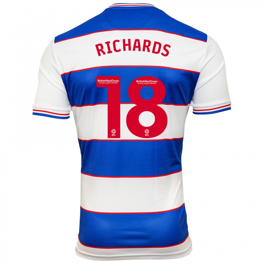 Hombre Camiseta Taylor Richards #18 Blanco Azul 1ª Equipación 2023/24 La Camisa