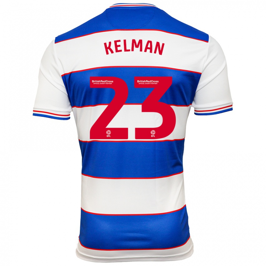 Hombre Camiseta Charlie Kelman #23 Blanco Azul 1ª Equipación 2023/24 La Camisa