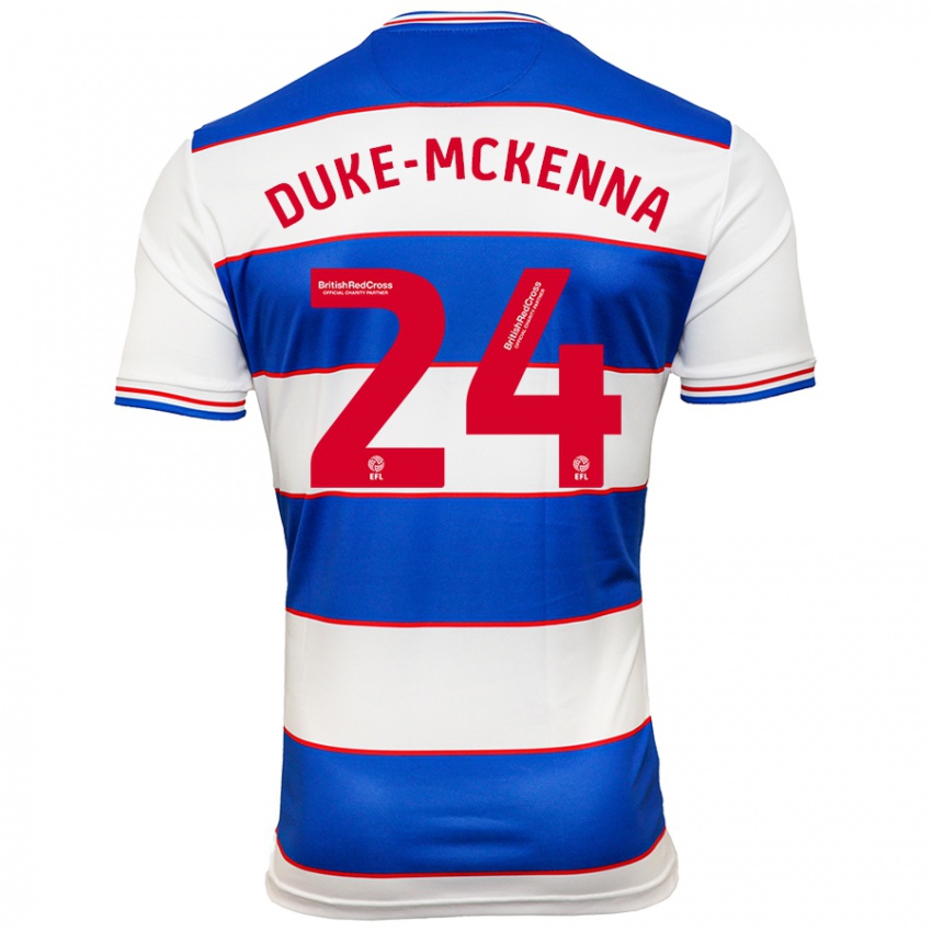 Hombre Camiseta Stephen Duke-Mckenna #24 Blanco Azul 1ª Equipación 2023/24 La Camisa