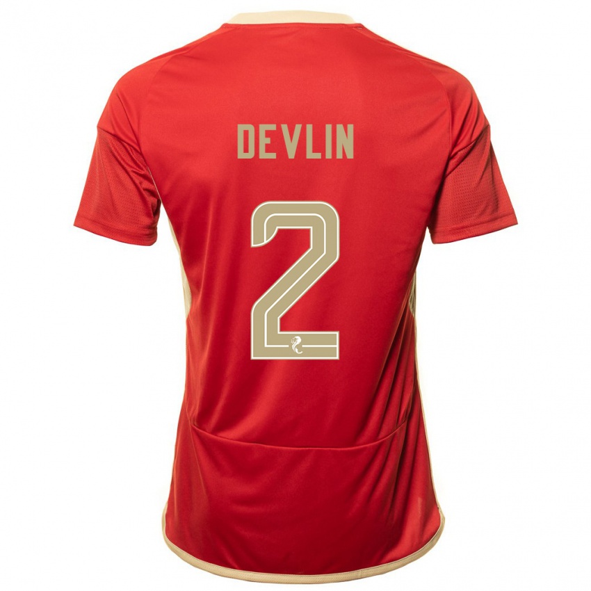 Hombre Camiseta Nicky Devlin #2 Rojo 1ª Equipación 2023/24 La Camisa