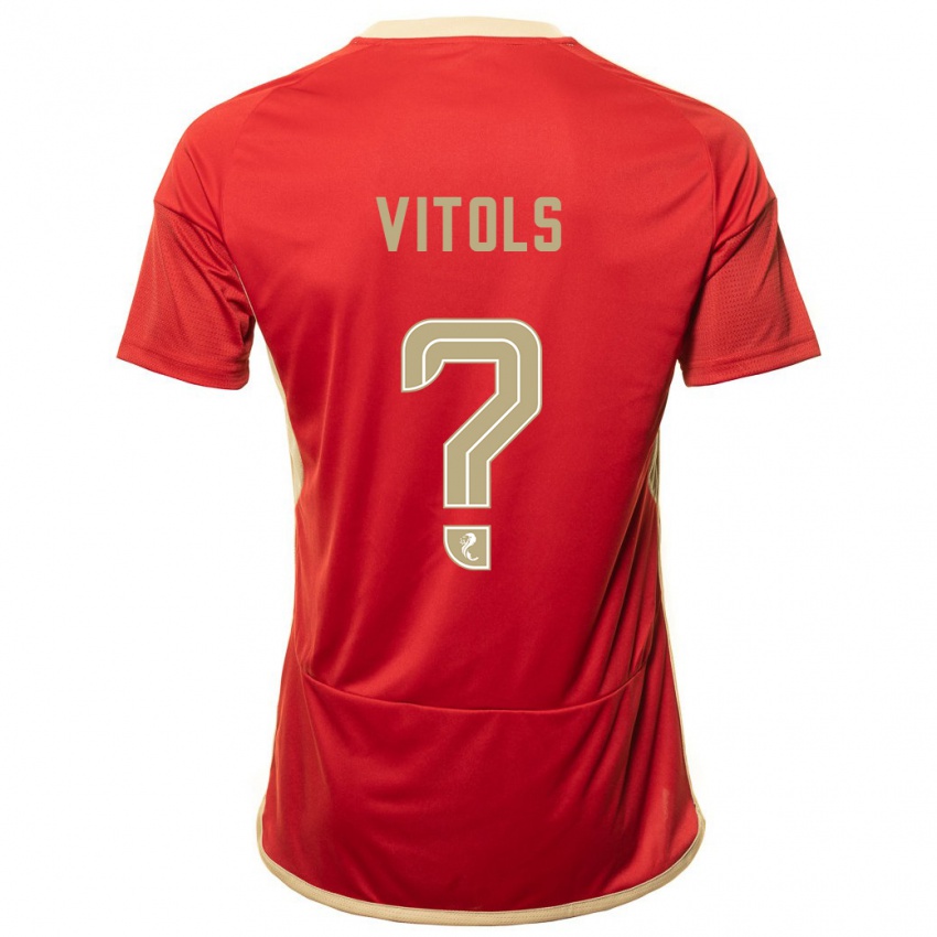 Hombre Camiseta Rodrigo Vitols #0 Rojo 1ª Equipación 2023/24 La Camisa