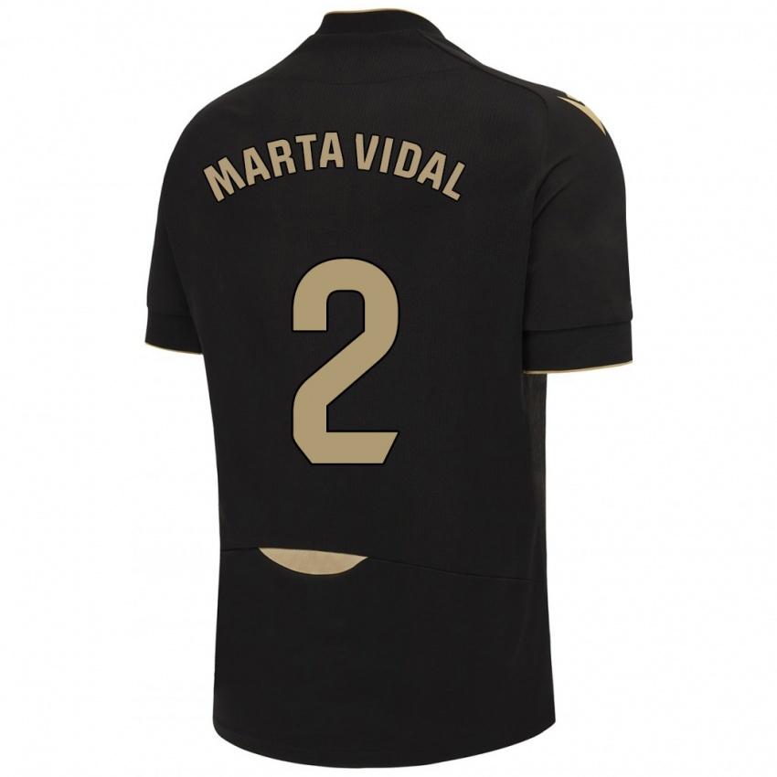 Hombre Camiseta Marta Vidal Vela #2 Negro 2ª Equipación 2023/24 La Camisa