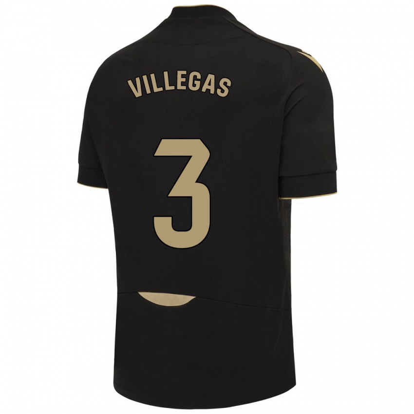 Hombre Camiseta Virginia Villegas Rico #3 Negro 2ª Equipación 2023/24 La Camisa