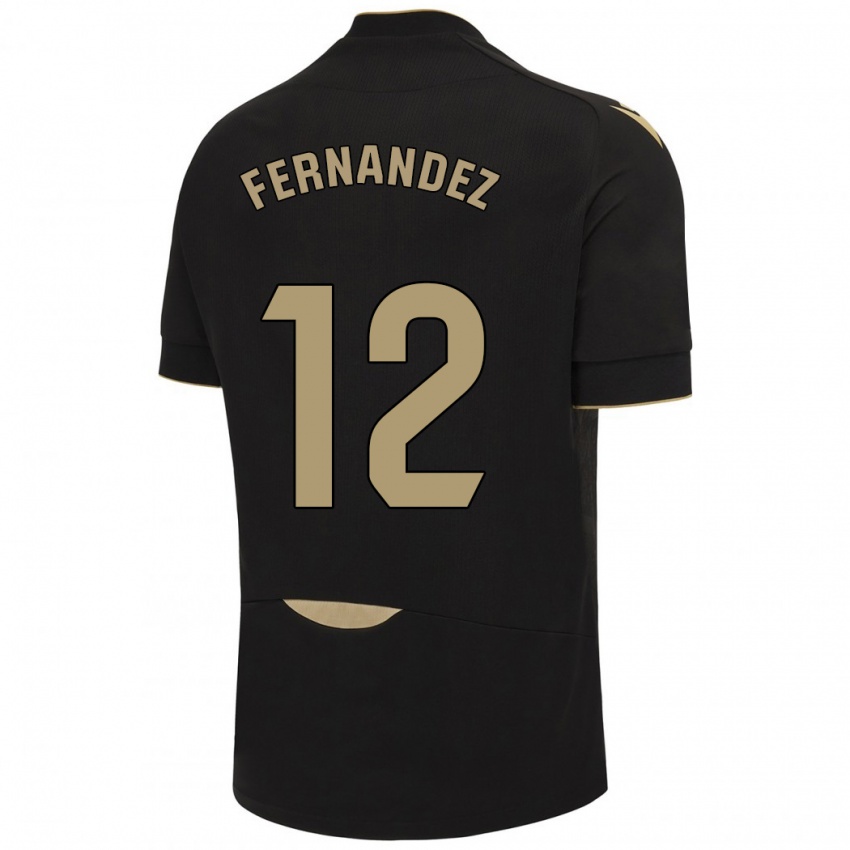 Hombre Camiseta Sandra Fernández León #12 Negro 2ª Equipación 2023/24 La Camisa