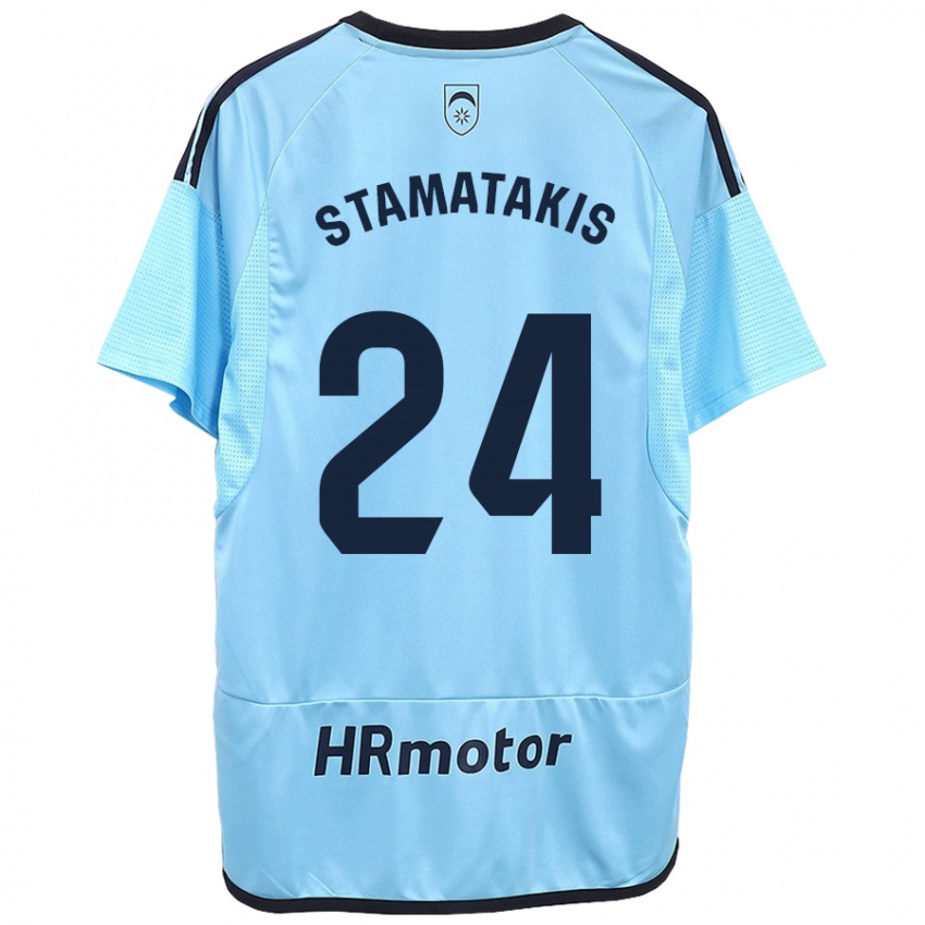 Hombre Camiseta Dimitrios Stamatakis #24 Azul 2ª Equipación 2023/24 La Camisa