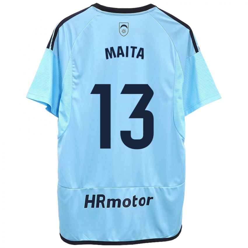 Hombre Camiseta Maitane Zalba Irañeta #13 Azul 2ª Equipación 2023/24 La Camisa